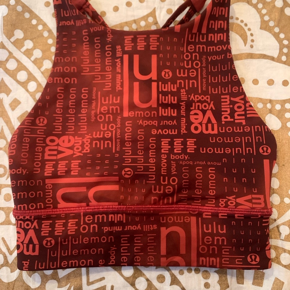 Lululemon Energy Bra High-Neck Longline – Red Ombre (Size 2)